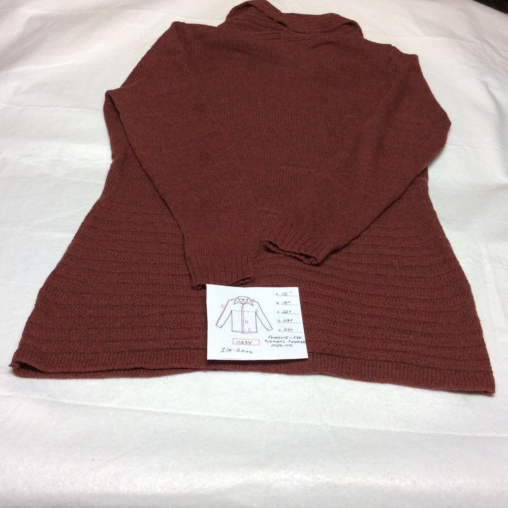 Fortune + Ivy Cardigan Sweater Ribbed Knit Button Detail Rust/Brown Medium - Picture 2 of 5